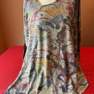 INOAH poncho style top with asymmetric hemline and neckline (one size fits all)